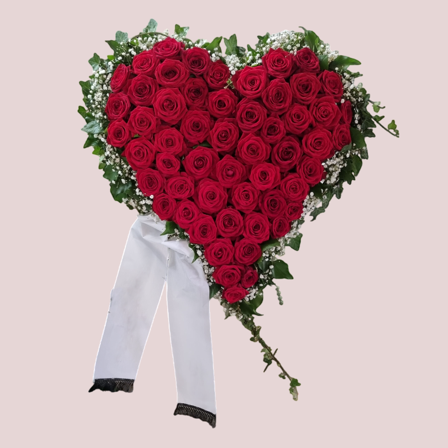 Blumenherz mit Schleife – Ein letzter Liebesgruß