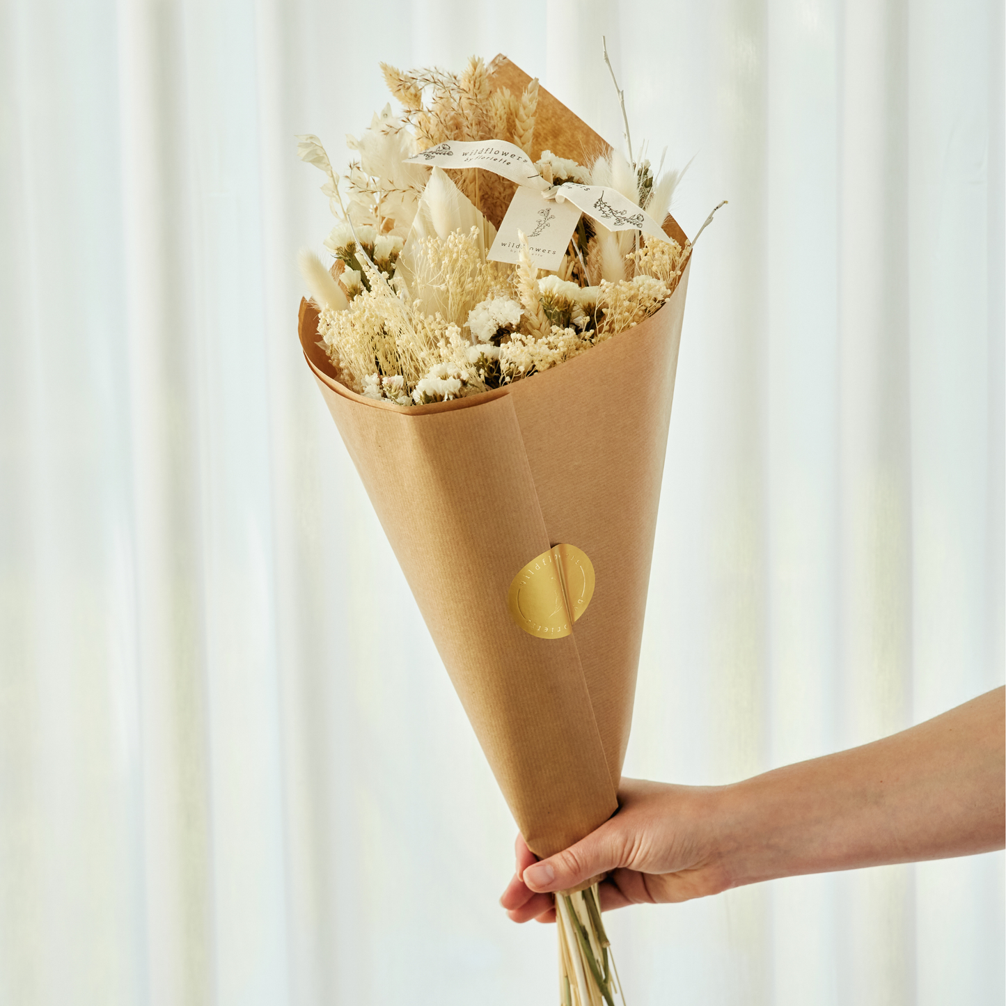 Trockenblumen - Feldstrauß Exclusive - Weiß