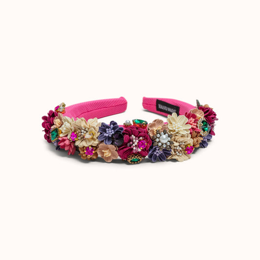 Haarreif mit pinken Blumen