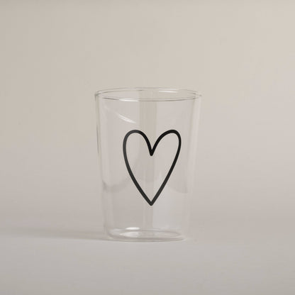 Trinkglas Herz schwarz (VE = 6 Stk)