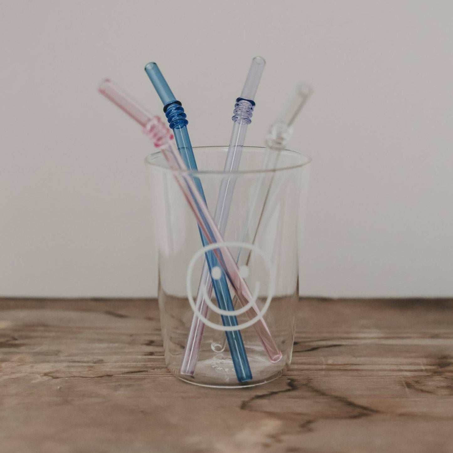 Strohhalme geknickt aus Glas 20cm Rosa im 4er Set
