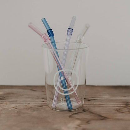 Strohhalme geknickt aus Glas 20cm Rosa im 4er Set