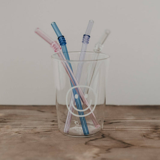 Strohhalme geknickt aus Glas 20cm Rosa im 4er Set