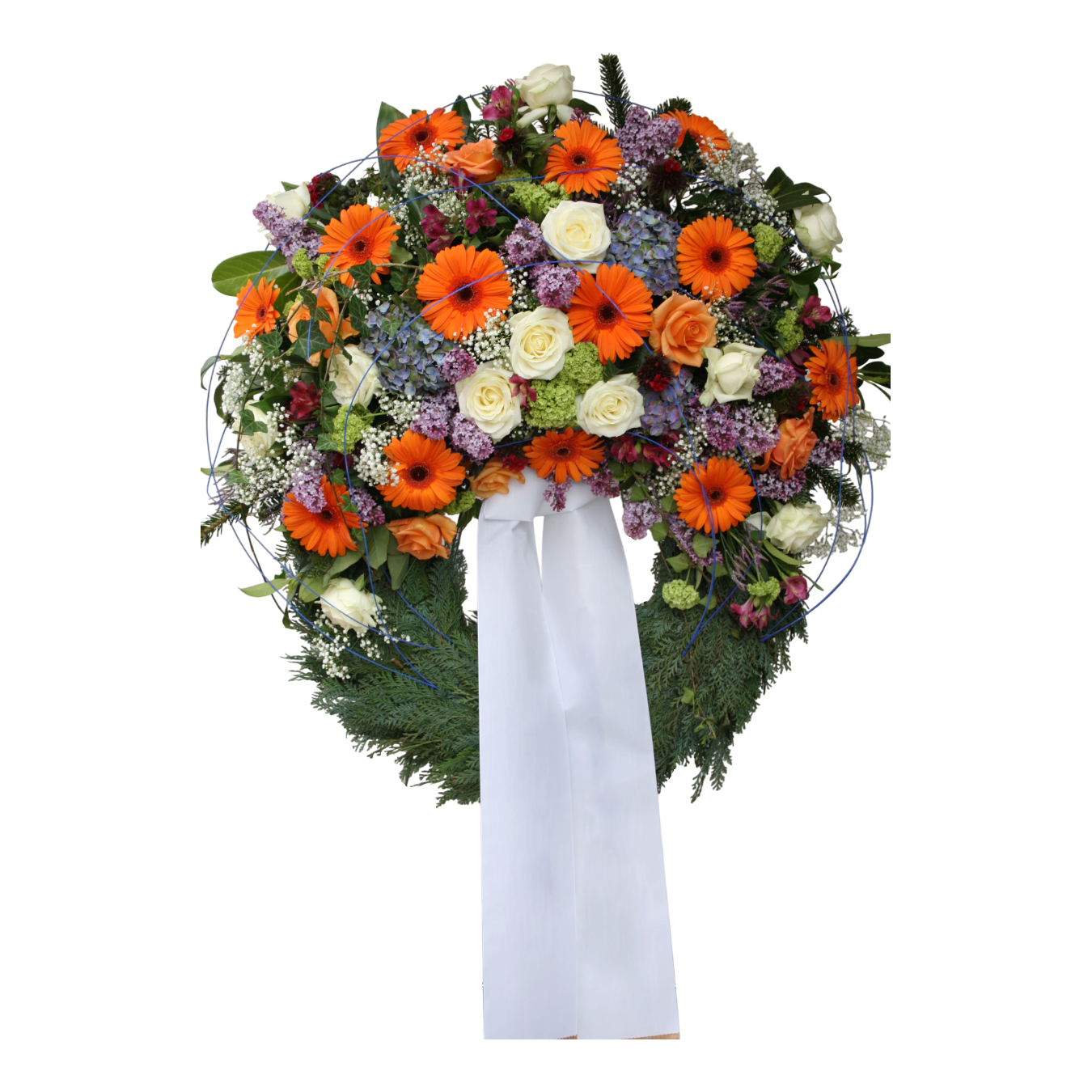 Trauerkranz mit Schleife - Lebensfarben